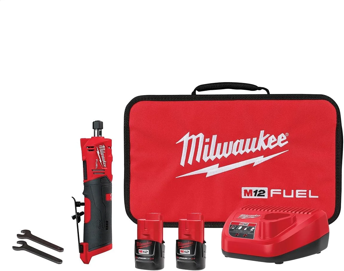 کیت فرز انگشتی بادی مستقیم 1/4 اینچ Milwaukee 2486-22 M12 Fuel به همراه 2 باتری کیت فرز انگشتی بادی مستقیم 1/4 اینچ Milwaukee 2486-22 M12 Fuel به همراه 2 باتری