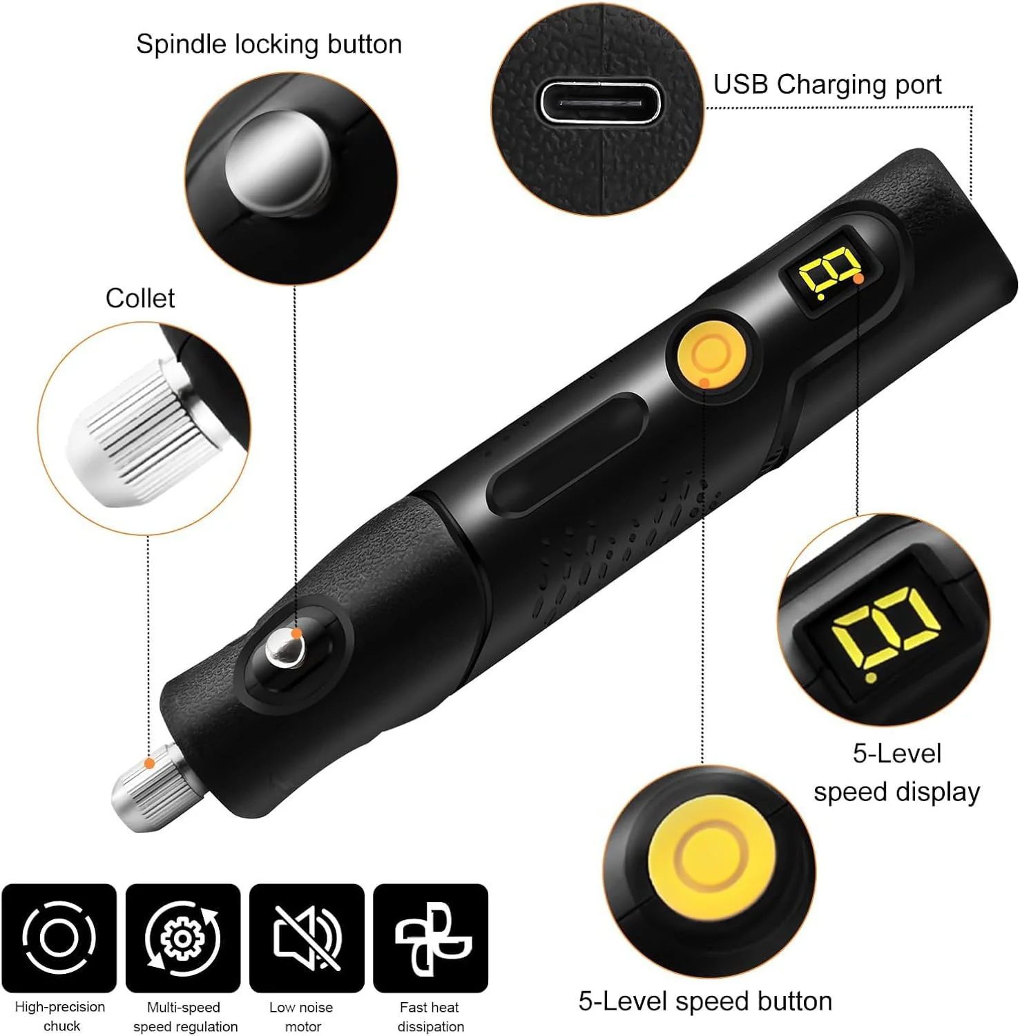 کیت ابزار چرخشی مینی بی سیم KASTWAVE، ابزار برقی چند منظوره 5 سرعته، صفحه نمایش LED، برای سنباده زنی، حکاکی، پولیش، سوراخکاری، صنایع دستی، و ساخت DIY کیت ابزار چرخشی مینی بی سیم KASTWAVE، ابزار برقی چند منظوره 5 سرعته، صفحه نمایش LED، برای سنباده زنی، حکاکی، پولیش، سوراخکاری، صنایع دستی، و ساخت DIY