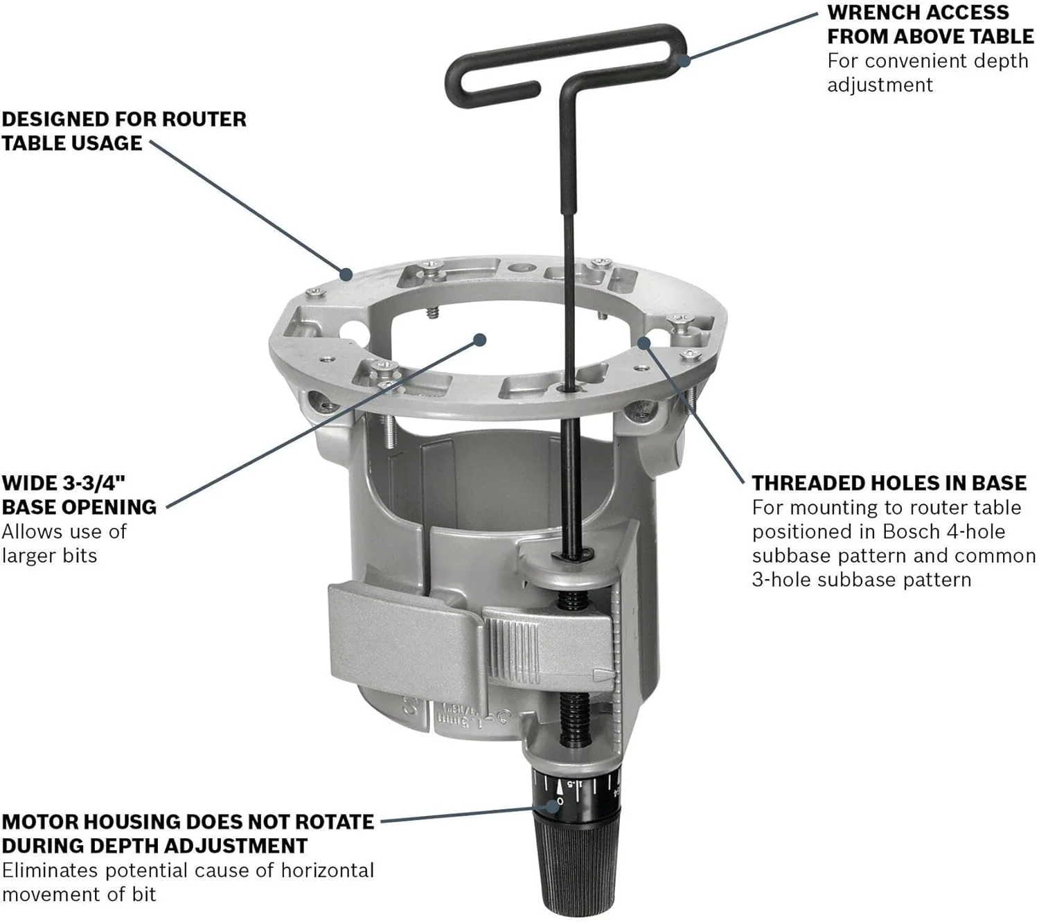 پایه رومیزی فرز مدل RA1165 بوش به همراه آچار آلن، نقره ای پایه رومیزی فرز مدل RA1165 بوش به همراه آچار آلن، نقره ای