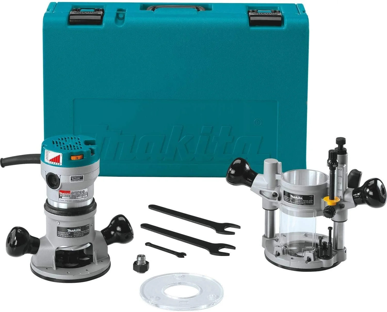 کیت فرز نجاری ماکیتا مدل RF1101KIT2 با توان 2-1/4 اسب بخار به همراه پایه پلانجر کیت فرز نجاری ماکیتا مدل RF1101KIT2 با توان 2-1/4 اسب بخار به همراه پایه پلانجر