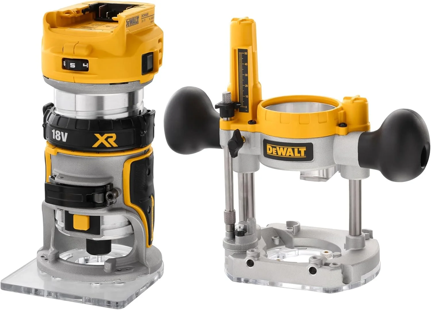 فرز انگشتی ترکیبی شارژی DEWALT DCW604NT (فرز لبه و رو)، به همراه 2 عدد استاپ موازی، 2 عدد دستگاه مکش، لوازم جانبی، ابزار نصب، جعبه Tstak VI، (باتری و شارژر شامل نمی شود)