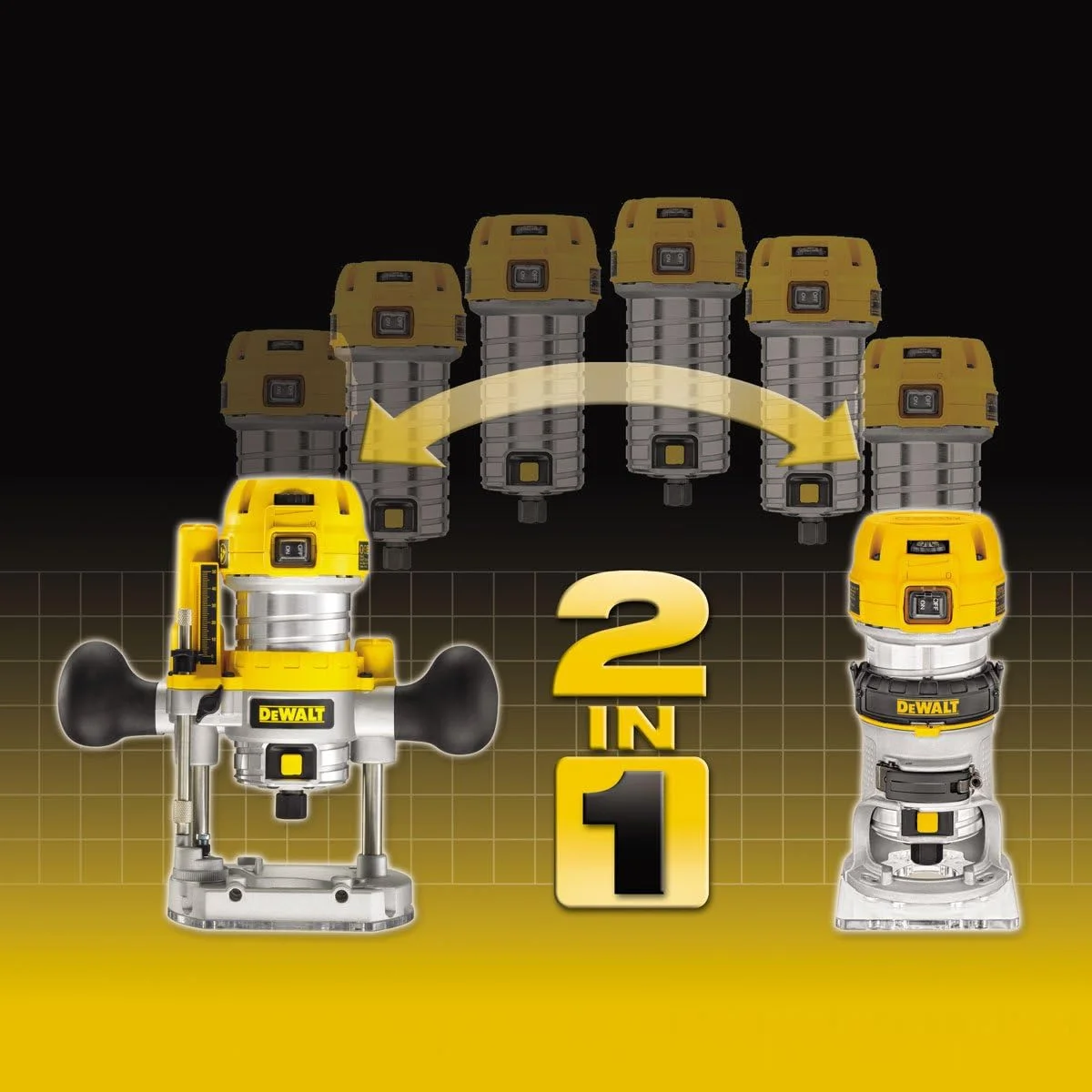 دستگاه فرز نجاری ترکیبی دیوالت 6 و 8 میلیمتری با پایه ثابت و متحرک، زرد/مشکی، مدل D26204K-GB دستگاه فرز نجاری ترکیبی دیوالت 6 و 8 میلیمتری با پایه ثابت و متحرک، زرد/مشکی، مدل D26204K-GB