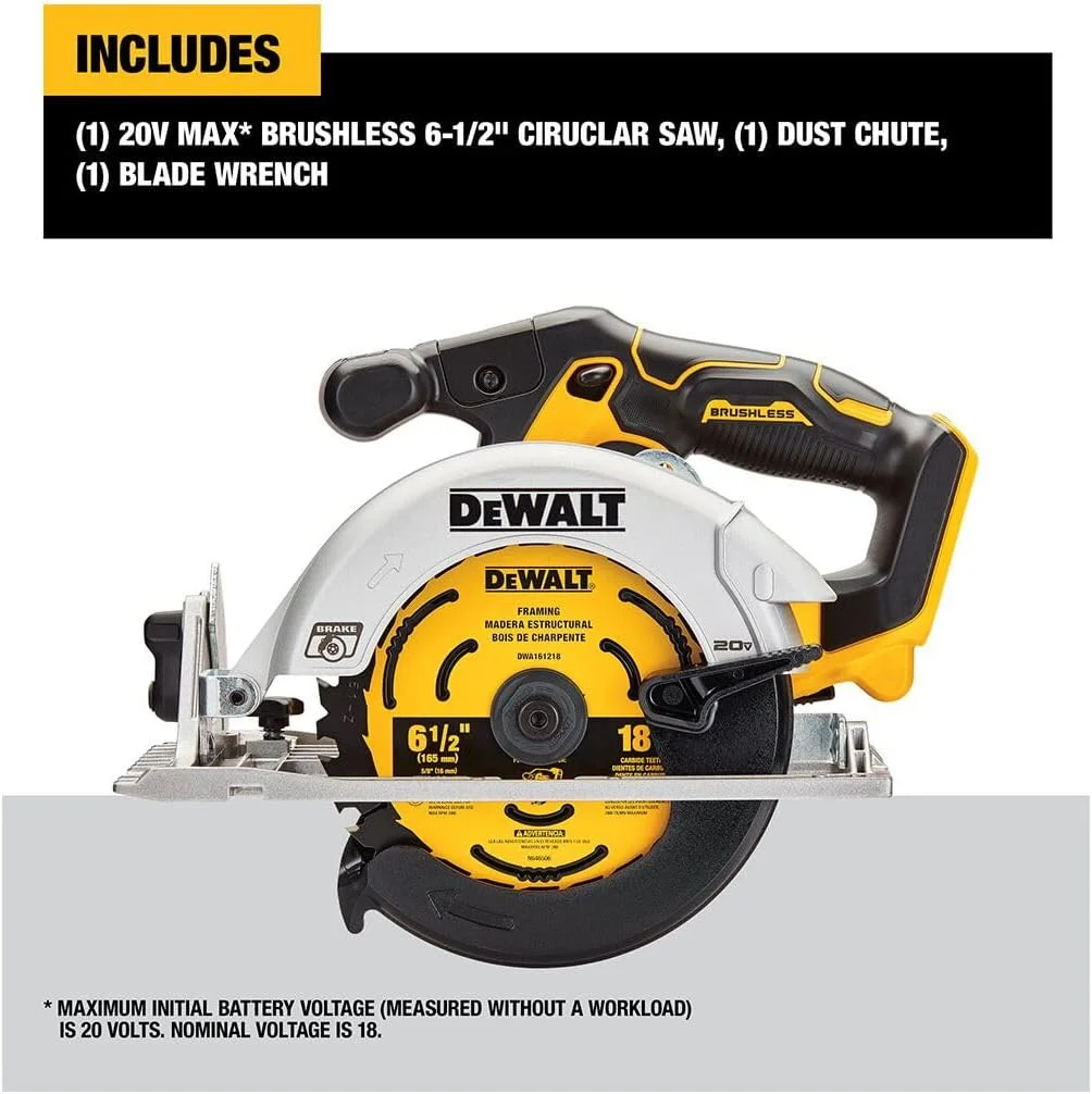 اره دیسکی گرد شارژی 20 ولت ماکس* DEWALT، 6-1/2 اینچ، فقط ابزار (DCS565B) اره دیسکی گرد شارژی 20 ولت ماکس* DEWALT، 6-1/2 اینچ، فقط ابزار (DCS565B)