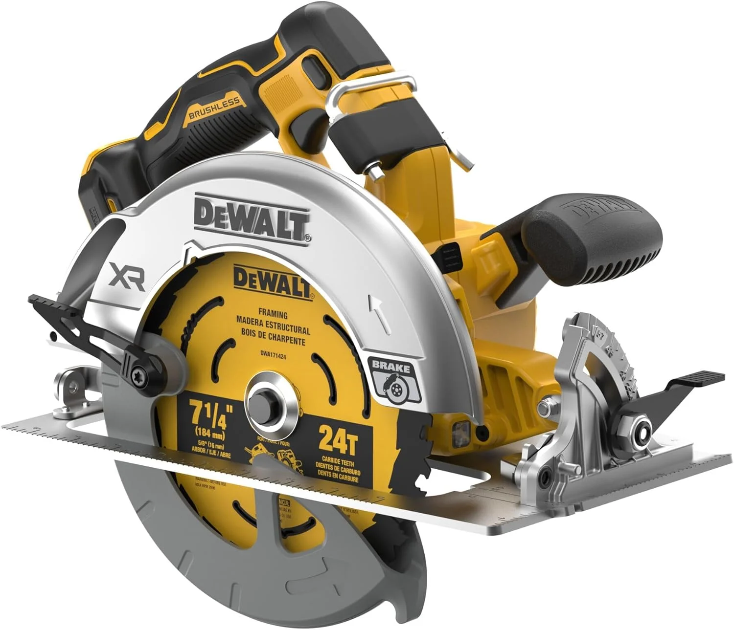 اره دیسکی گرد شارژی براشلس 7-1/4 اینچی 20 ولت DEWALT MAX* XR (فقط ابزار) (DCS590B)