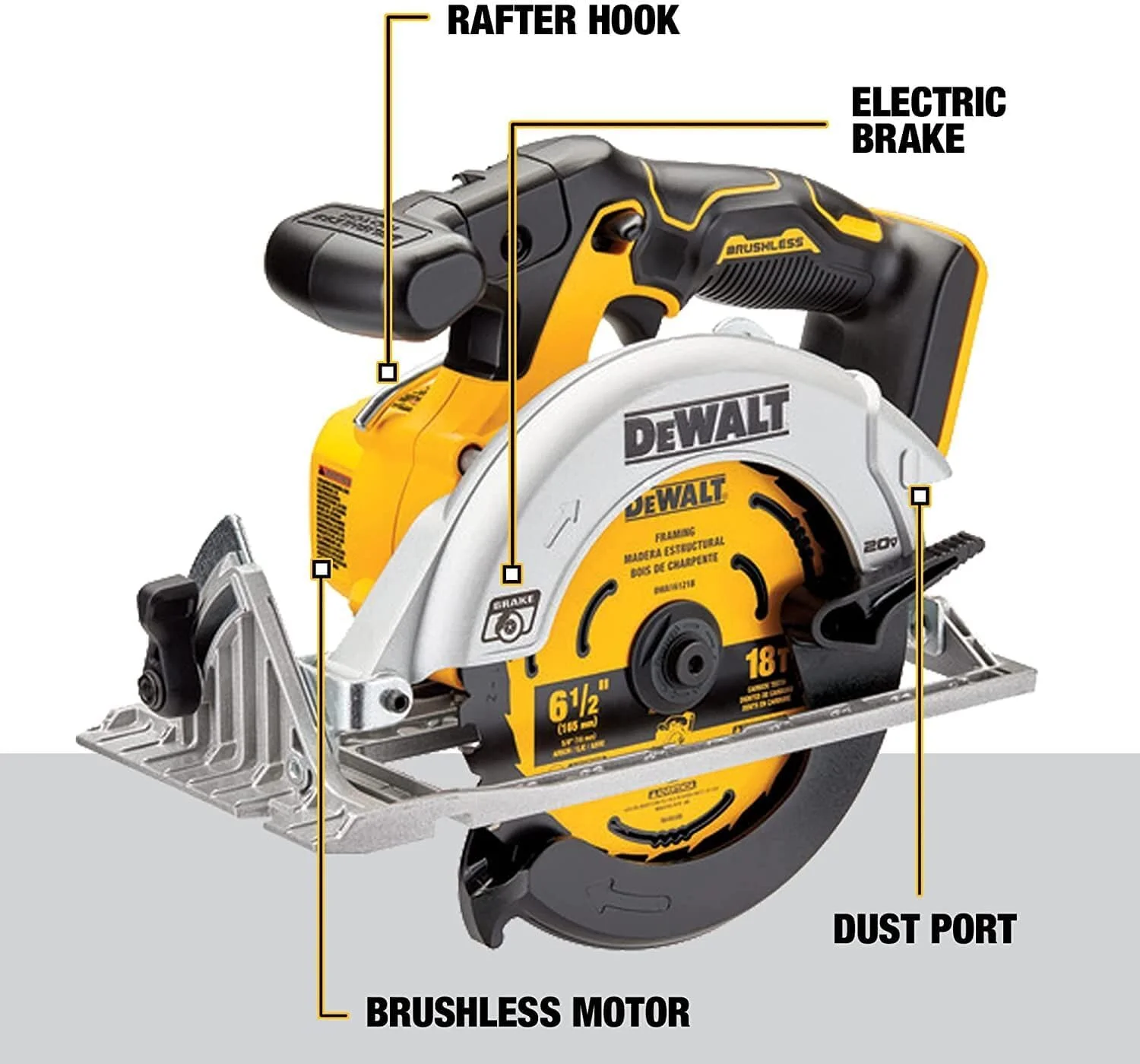 اره دیسکی گرد شارژی 20 ولت ماکس* DEWALT، 6-1/2 اینچ، فقط ابزار (DCS565B) اره دیسکی گرد شارژی 20 ولت ماکس* DEWALT، 6-1/2 اینچ، فقط ابزار (DCS565B)