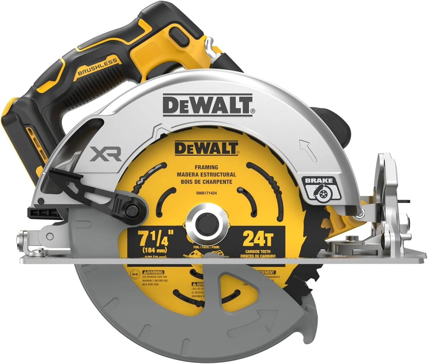 اره دیسکی گرد شارژی براشلس 7-1/4 اینچی 20 ولت DEWALT MAX* XR (فقط ابزار) (DCS590B)