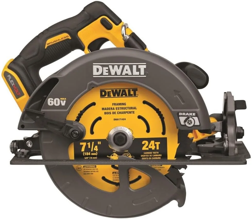 اره دیسکی گرد بر 60 ولت ماکس* DEWALT FLEXVOLT با ترمز، 7-1/4 اینچ، فقط ابزار (DCS578B)