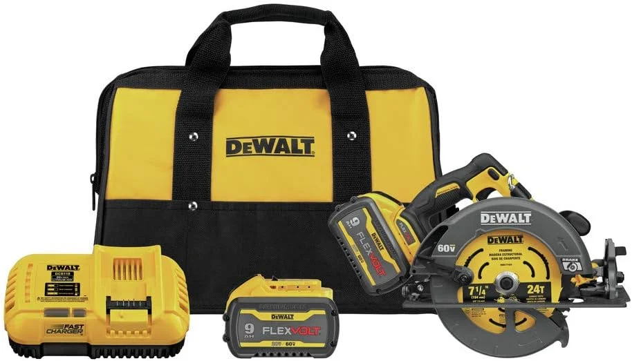 اره دیسکی گرد شارژی 60 ولت ماکس* DEWALT FLEXVOLT با ترمز، 7-1/4 اینچ (DCS578X2)