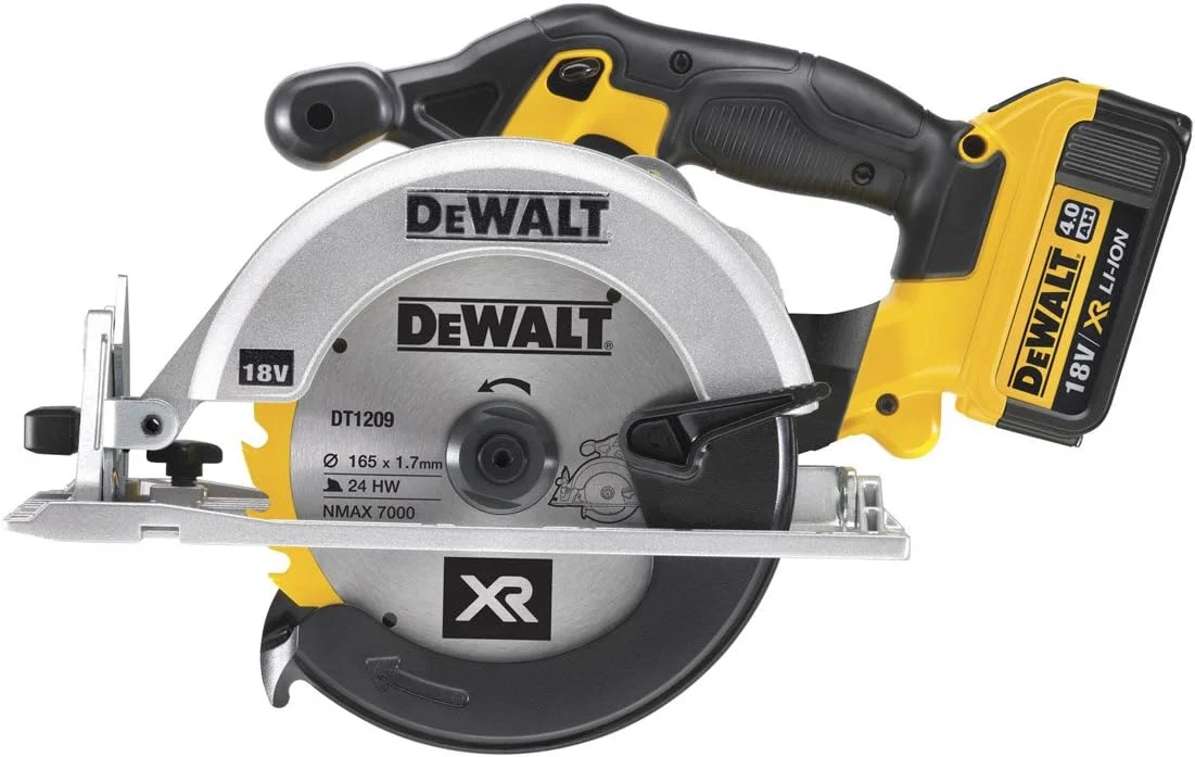 اره دایره ای ممتاز 165 میلی متری 18 ولت DeWalt، 2 عدد باتری 4.0 آمپر ساعت، شارژر و جعبه ابزار، زرد/مشکی، DCS391M2-GB اره دایره ای ممتاز 165 میلی متری 18 ولت DeWalt، 2 عدد باتری 4.0 آمپر ساعت، شارژر و جعبه ابزار، زرد/مشکی، DCS391M2-GB