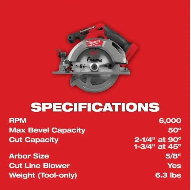 ابزار اره دایره ای 6-1/2 اینچی M18 Fuel میلواکی الکتریک - فقط ابزار ابزار اره دایره ای 6-1/2 اینچی M18 Fuel میلواکی الکتریک - فقط ابزار