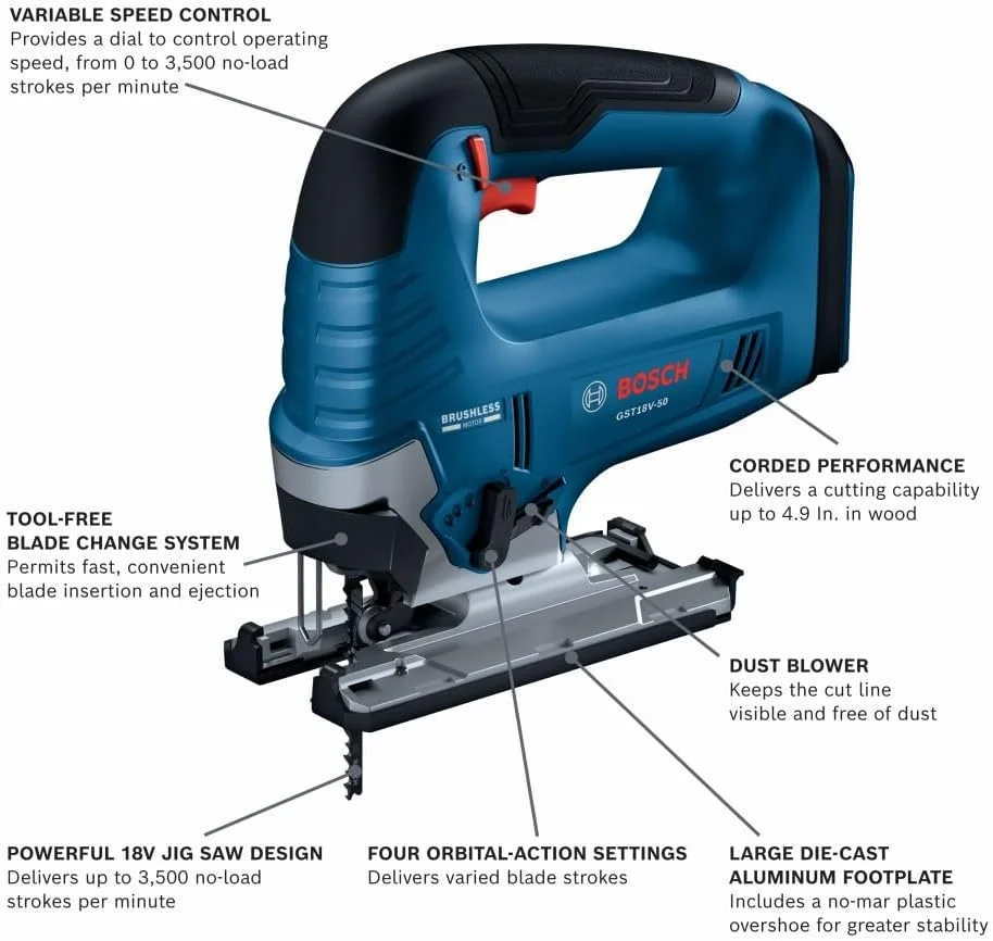 اره عمودبر دسته بالایی براشلس 18 ولت بوش مدل GST18V-50N (فقط بدنه) اره عمودبر دسته بالایی براشلس 18 ولت بوش مدل GST18V-50N (فقط بدنه)