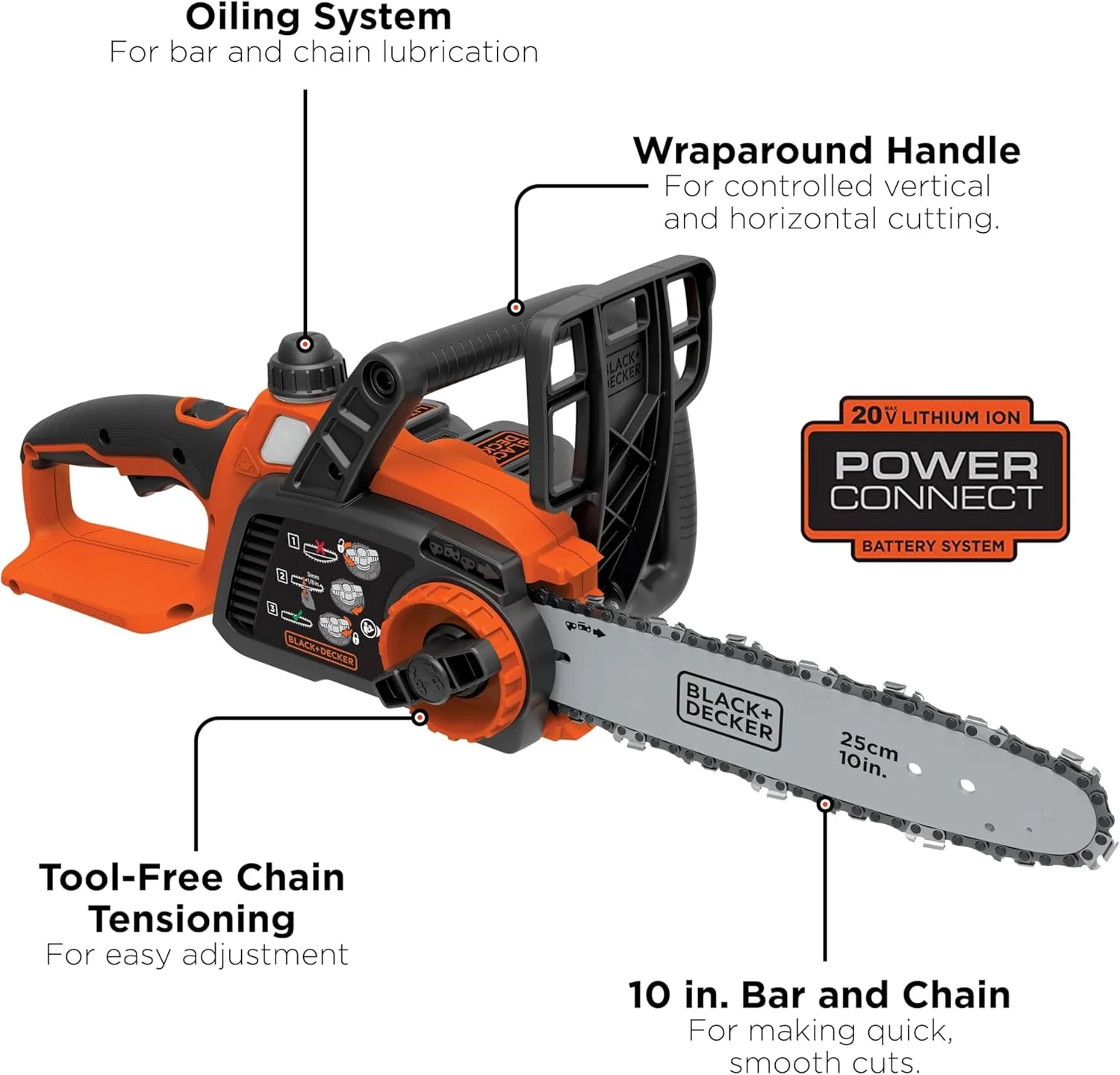 اره زنجیری شارژی بلک اند دکر 20 ولت مکس، 10 اینچ، فقط ابزار (Lcs1020B) اره زنجیری شارژی بلک اند دکر 20 ولت مکس، 10 اینچ، فقط ابزار (Lcs1020B)