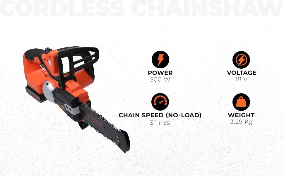 اره زنجیری شارژی بلک اند دکر (اره زنجیری 18 ولت 2.0 آمپر ساعت، طول تیغه 20 سانتی متر، حداکثر قطر شاخه 160 میلی متر) مدل GKC1820L20 اره زنجیری شارژی بلک اند دکر (اره زنجیری 18 ولت 2.0 آمپر ساعت، طول تیغه 20 سانتی متر، حداکثر قطر شاخه 160 میلی متر) مدل GKC1820L20