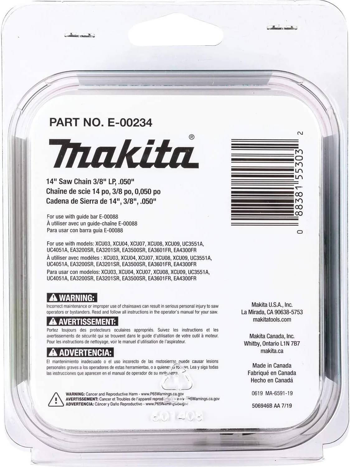 زنجیر اره 35 سانتیمتری ماکیتا مدل E-00234، 3/8 اینچ LP، 0.050 اینچ زنجیر اره 35 سانتیمتری ماکیتا مدل E-00234، 3/8 اینچ LP، 0.050 اینچ