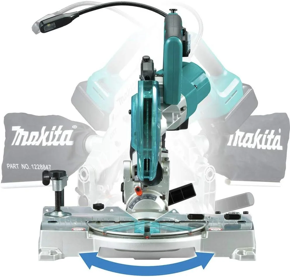 اره میزی دو طرفه 6-1/2 اینچی شارژی 18 ولت LXT لیتیوم-یون براشلس ماکیتا مدل XSL05Z با لیزر، فقط ابزار اره میزی دو طرفه 6-1/2 اینچی شارژی 18 ولت LXT لیتیوم-یون براشلس ماکیتا مدل XSL05Z با لیزر، فقط ابزار