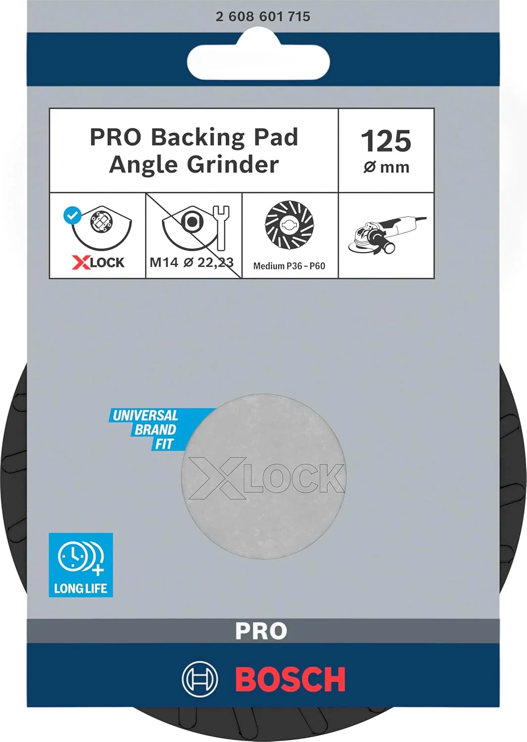 پد پشتیبان X-LOCK بوش پروفشنال (متوسط، Ø ۱۲۵ میلی‌متر، لوازم جانبی برای سنگ فرز)