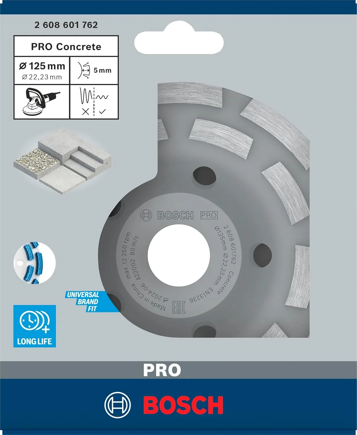صفحه سنگ الماسه بتن ساب بوش مدل 2608601762 مناسب برای سنگ فرز (برای بتن، قطر صفحه: 125 میلی متر، قطر سوراخ: 22.23 میلی متر، لوازم جانبی برای دستگاه های سنگ زنی بتن) صفحه سنگ الماسه بتن ساب بوش مدل 2608601762 مناسب برای سنگ فرز (برای بتن، قطر صفحه: 125 میلی متر، قطر سوراخ: 22.23 میلی متر، لوازم جانبی برای دستگاه های سنگ زنی بتن)