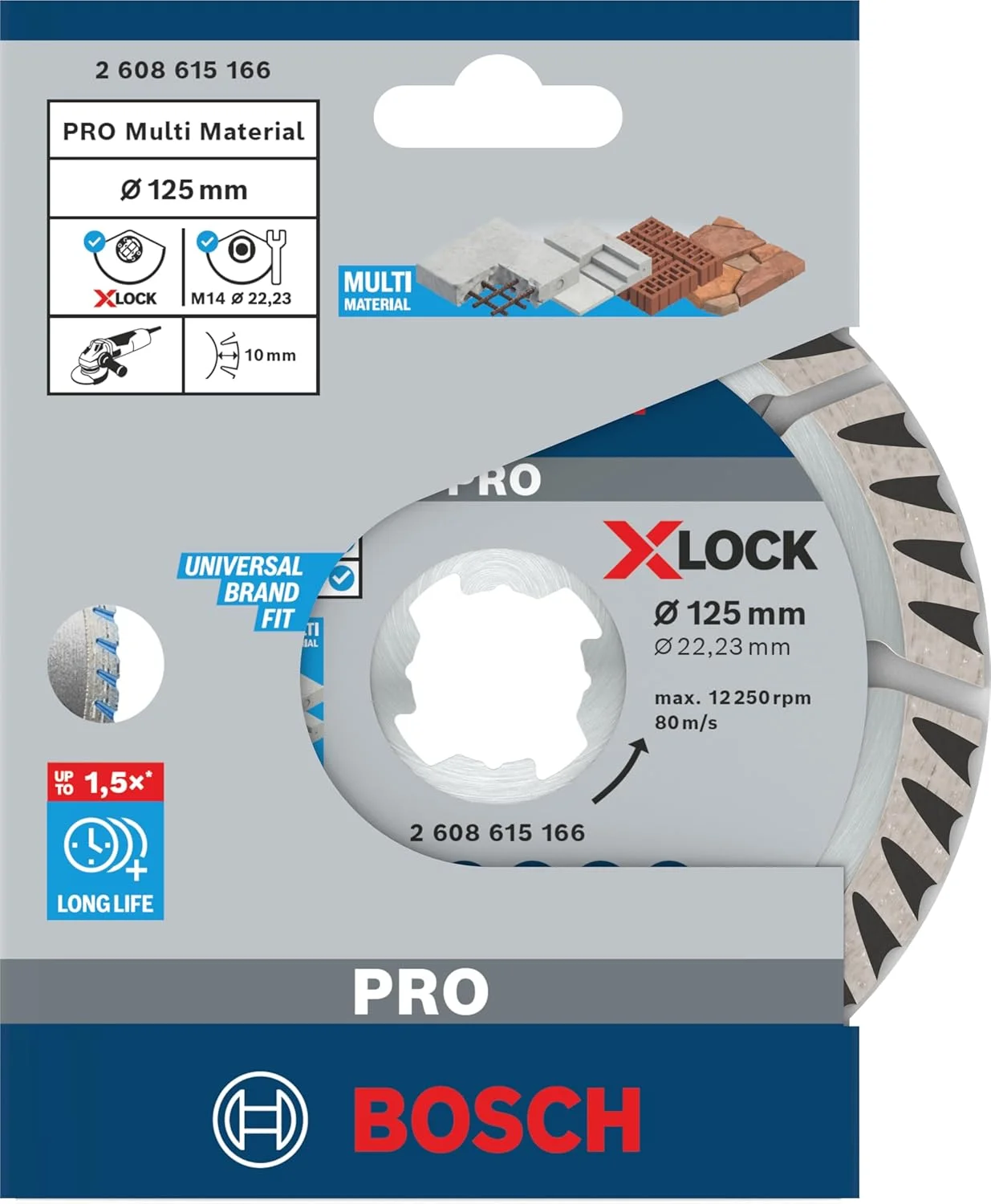 صفحه برش الماسه استاندارد بوش پروفشنال 2608615166 (یونیورسال، X-LOCK، قطر 125 میلی متر، قطر سوراخ: 22.23 میلی متر، عرض برش 2 میلی متر)