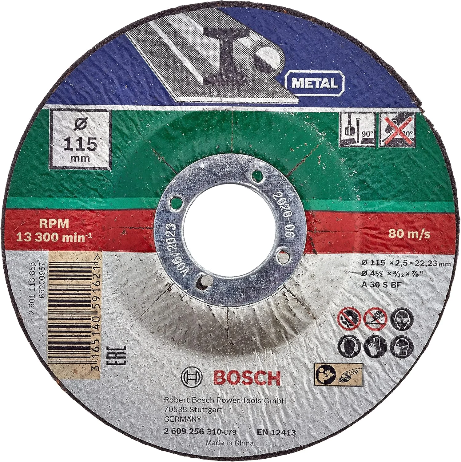 صفحه برش فلزات بوش (قطر 115 میلی متر، آفست، A 30 S BF، لوازم جانبی فرزهای زاویه ای)