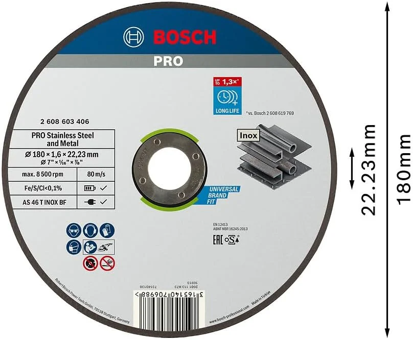 صفحه برش مستقیم اکسپرت برای استیل رپیدو بوش پروفشنال (AS 46 T INOX BF، قطر 180 میلی متر، 1.6 میلی متر، لوازم جانبی سنگ فرز) صفحه برش مستقیم اکسپرت برای استیل رپیدو بوش پروفشنال (AS 46 T INOX BF، قطر 180 میلی متر، 1.6 میلی متر، لوازم جانبی سنگ فرز)