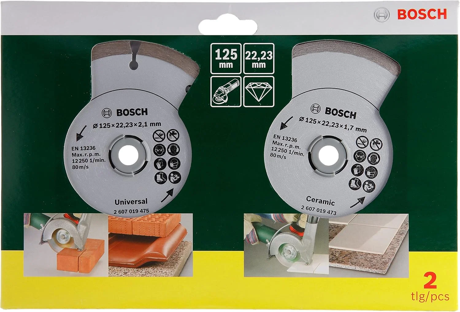 بوش - 2 عدد صفحه برش الماسه (برای کاشی و مصالح ساختمانی، Ø 125 میلی متر، لوازم جانبی سنگ فرز)