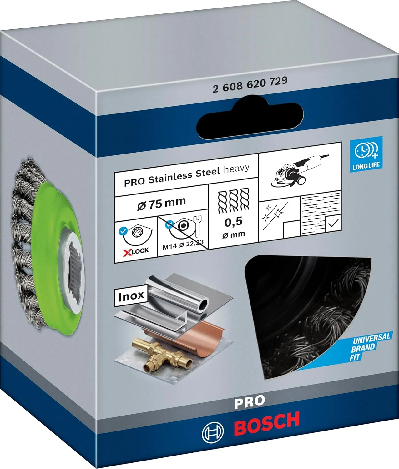 برس سیمی کاسه ای بافته شده بوش پروفشنال (مناسب استیل ضد زنگ، X-LOCK، ضد زنگ، قطر 75 میلی متر، ضخامت سیم 0.5 میلی متر، برای قطر 125 میلی متر، لوازم جانبی فرز زاویه ای) برس سیمی کاسه ای بافته شده بوش پروفشنال (مناسب استیل ضد زنگ، X-LOCK، ضد زنگ، قطر 75 میلی متر، ضخامت سیم 0.5 میلی متر، برای قطر 125 میلی متر، لوازم جانبی فرز زاویه ای)