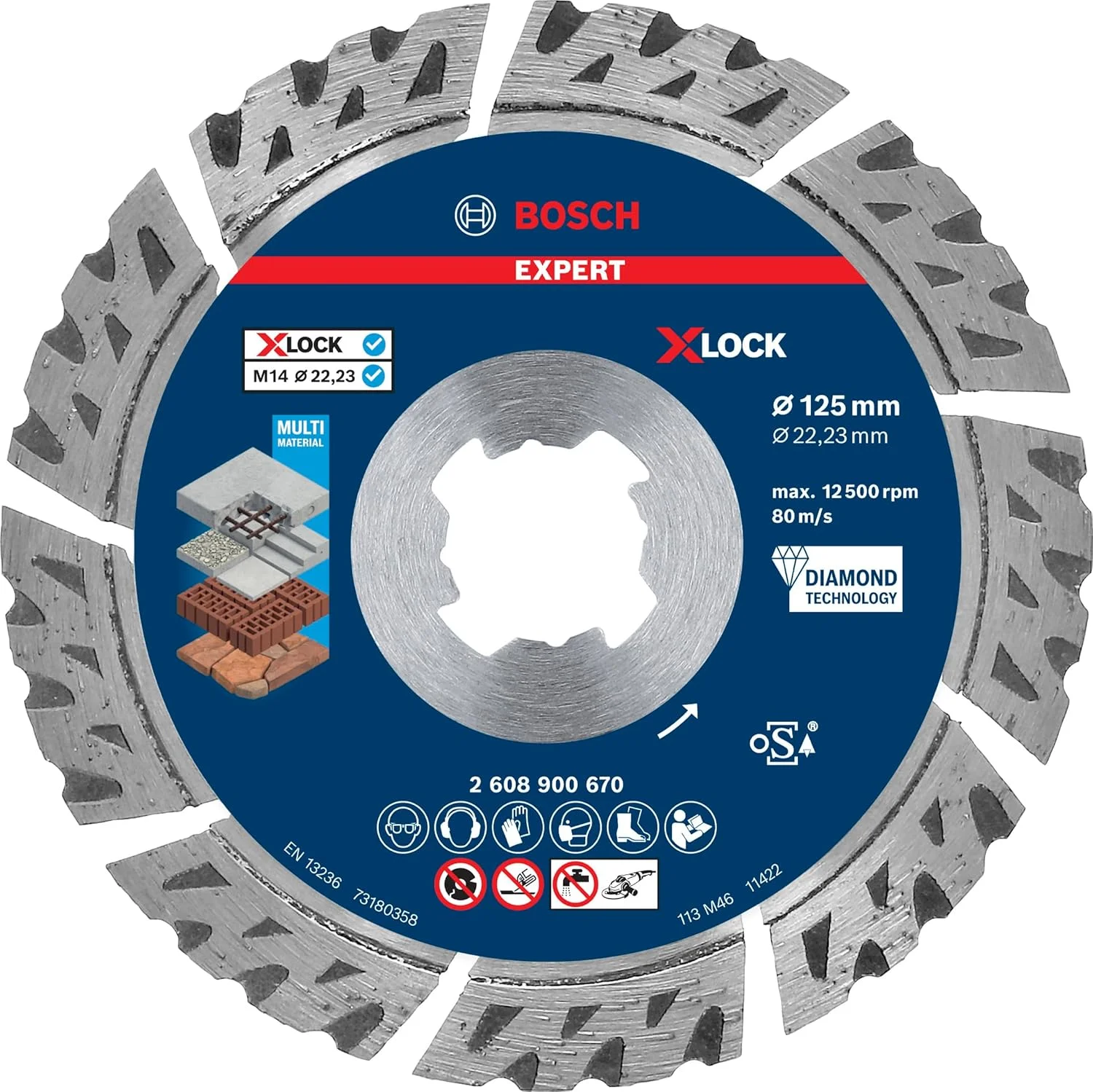 صفحه برش الماسه چند منظوره بوش پروفشنال Expert MultiMaterial X-LOCK (برای بتن، Ø 125 میلی متر، لوازم جانبی سنگ فرز کوچک) صفحه برش الماسه چند منظوره بوش پروفشنال Expert MultiMaterial X-LOCK (برای بتن، Ø 125 میلی متر، لوازم جانبی سنگ فرز کوچک)