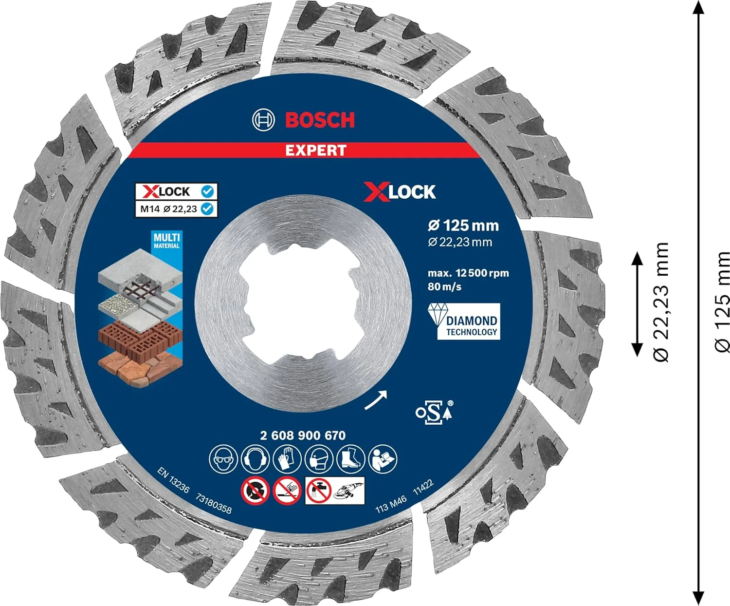 صفحه برش الماسه چند منظوره بوش پروفشنال Expert MultiMaterial X-LOCK (برای بتن، Ø 125 میلی متر، لوازم جانبی سنگ فرز کوچک) صفحه برش الماسه چند منظوره بوش پروفشنال Expert MultiMaterial X-LOCK (برای بتن، Ø 125 میلی متر، لوازم جانبی سنگ فرز کوچک)