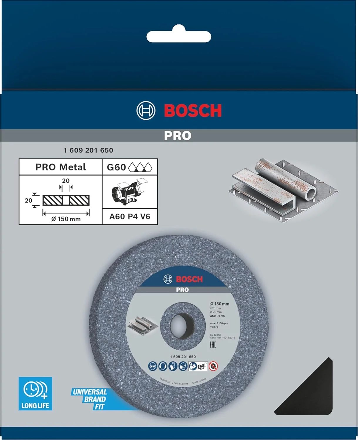 صفحه سنگ ساب طول عمر بالا بوش مدل Pro، مناسب دستگاه سنگ دو طرفه و سوراخ 20 میلی متر (برای فولاد، قطر میلی متر، لوازم جانبی حرفه ای سنگ زنی) صفحه سنگ ساب طول عمر بالا بوش مدل Pro، مناسب دستگاه سنگ دو طرفه و سوراخ 20 میلی متر (برای فولاد، قطر میلی متر، لوازم جانبی حرفه ای سنگ زنی)