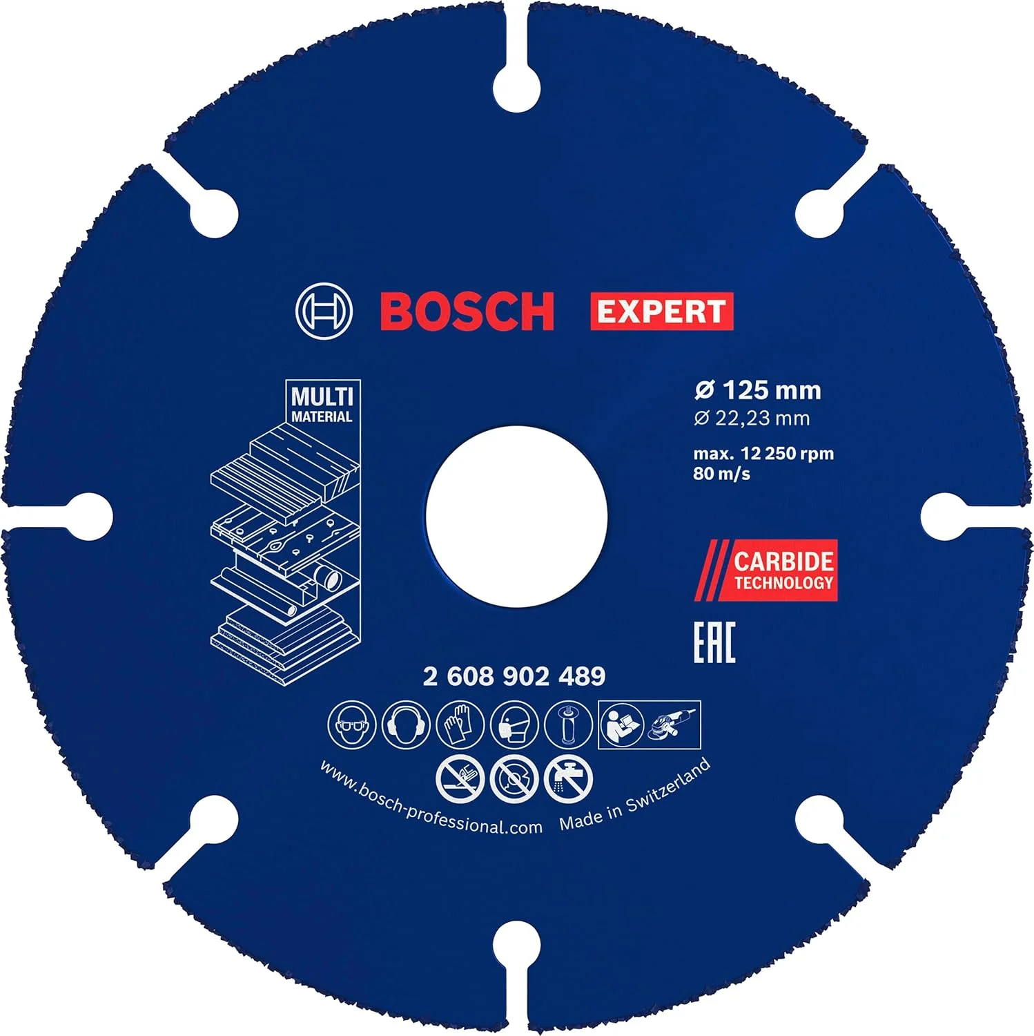 صفحه برش چند منظوره کاربید اکسپرت بوش (مناسب چوب سخت، چوب با میخ، قطر 125 میلی متر، لوازم جانبی حرفه ای، فرز زاویه ای کوچک)
