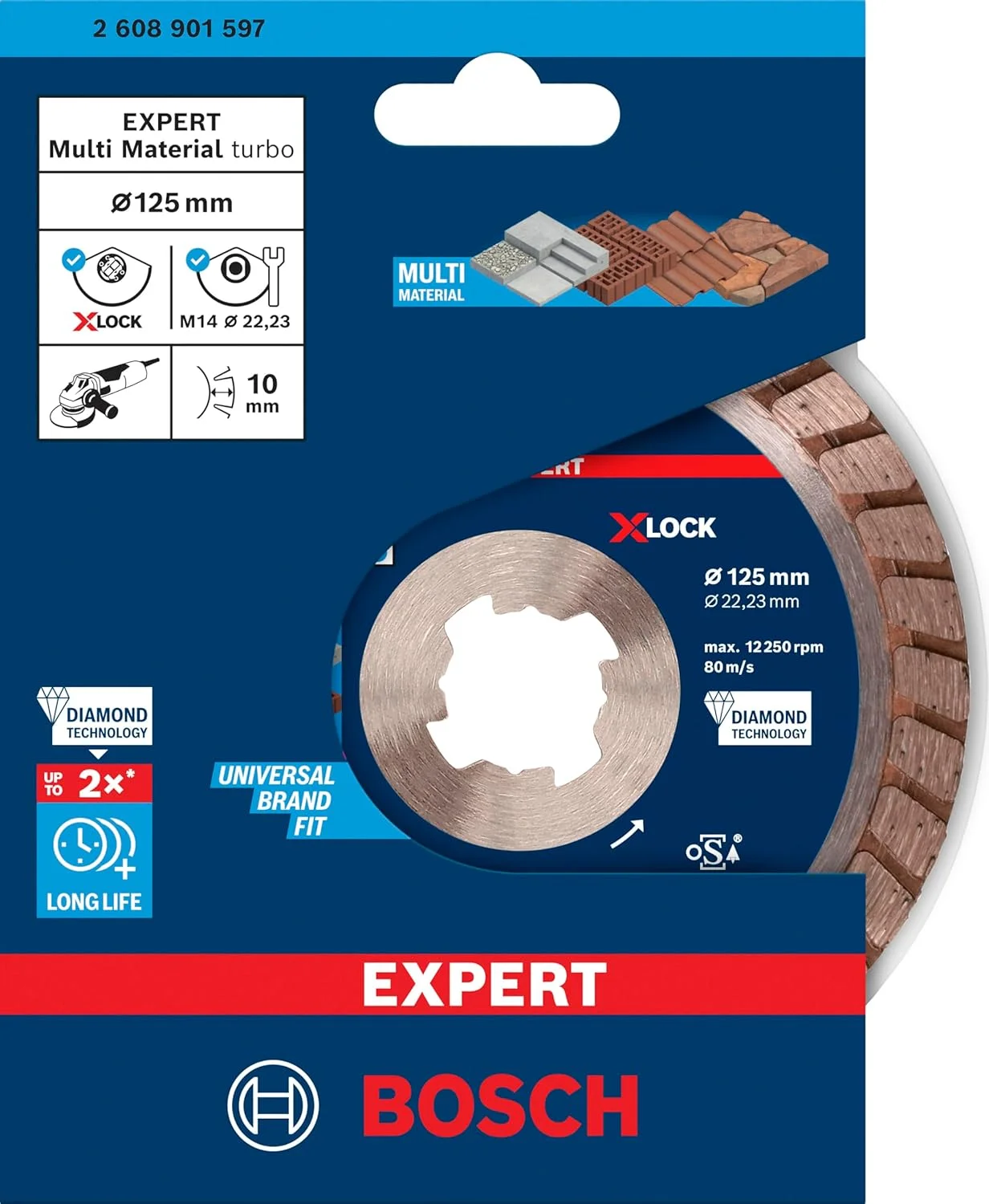 صفحه برش الماسه توربو X-LOCK بوش Expert MultiMaterial (مناسب بتن، آجر، قطر 125 میلی متر، لوازم جانبی حرفه ای، مینی فرز) صفحه برش الماسه توربو X-LOCK بوش Expert MultiMaterial (مناسب بتن، آجر، قطر 125 میلی متر، لوازم جانبی حرفه ای، مینی فرز)