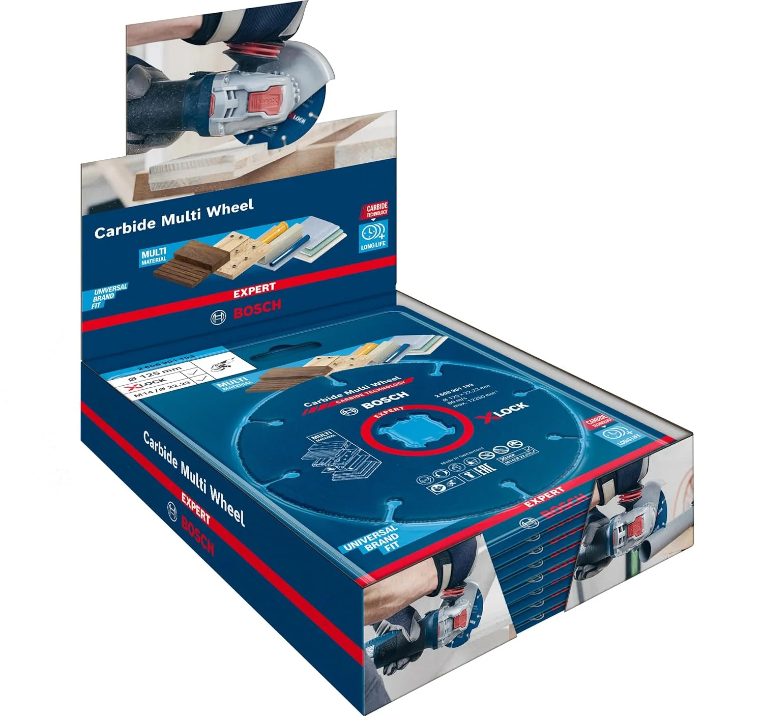 صفحه برش چند منظوره کاربید اکسپرت بوش پروفشنال 10x X-Lock (برای چوب سخت، Ø 125 میلی متر، لوازم جانبی مینی فرز)