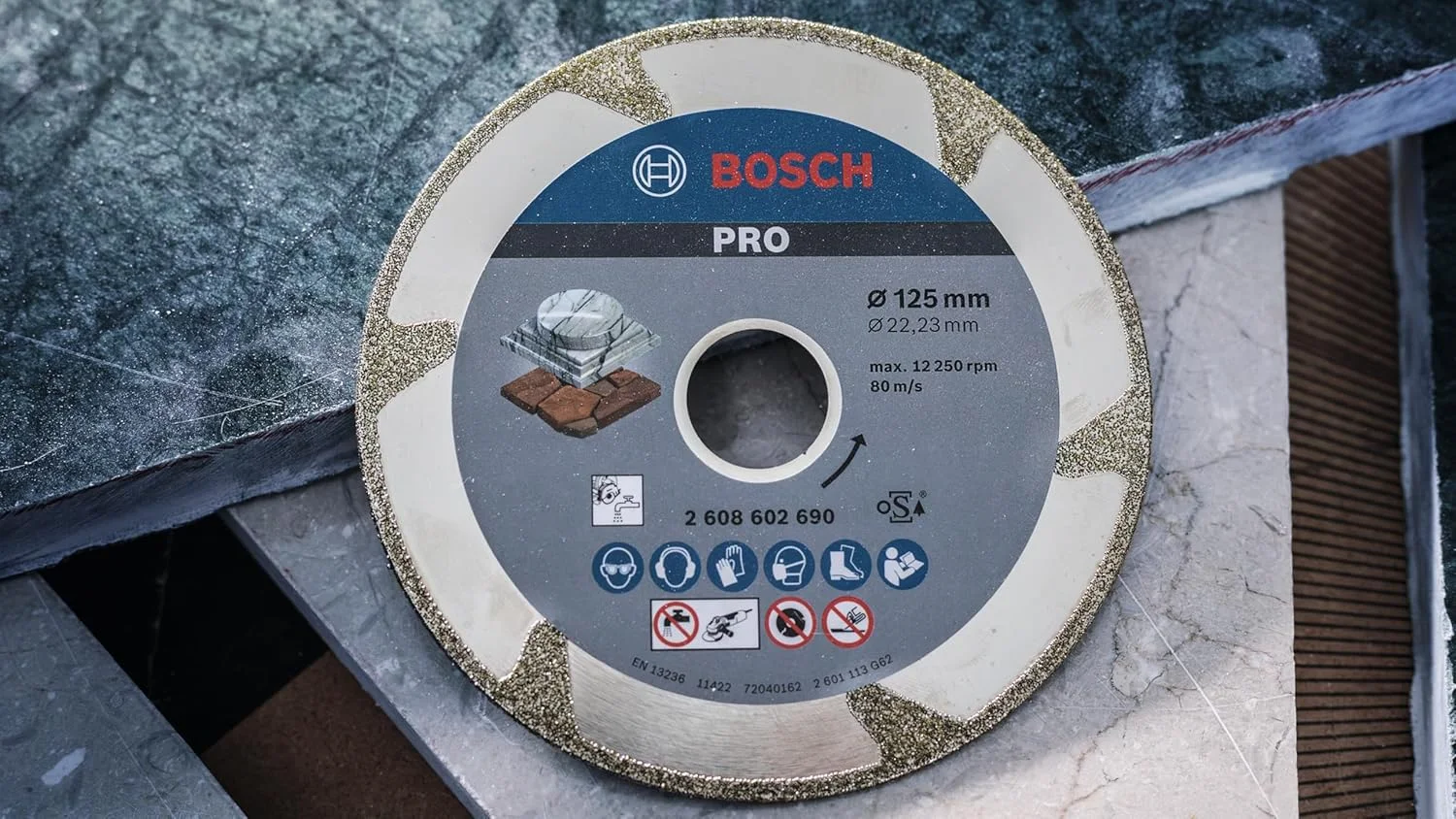 دیسک برش الماسه سنگ مرمر بوش، مناسب برای دستگاه فرز با قطر سوراخ 22.23 میلی متر (مناسب برای سنگ های نرم، مرمر، قطر 115 میلی متر، لوازم جانبی حرفه ای فرز)