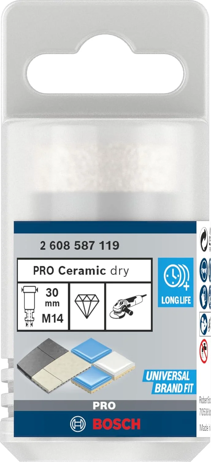 مته گردبر الماسه خشک چند منظوره بوش PRO، سایز 22.23 میلی متر، مناسب سنگ فرزهای کوچک (برای کاشی و سرامیک، سایز Ø 30 میلی متر، مناسب برای سنگ فرزهای کوچک) مته گردبر الماسه خشک چند منظوره بوش PRO، سایز 22.23 میلی متر، مناسب سنگ فرزهای کوچک (برای کاشی و سرامیک، سایز Ø 30 میلی متر، مناسب برای سنگ فرزهای کوچک)