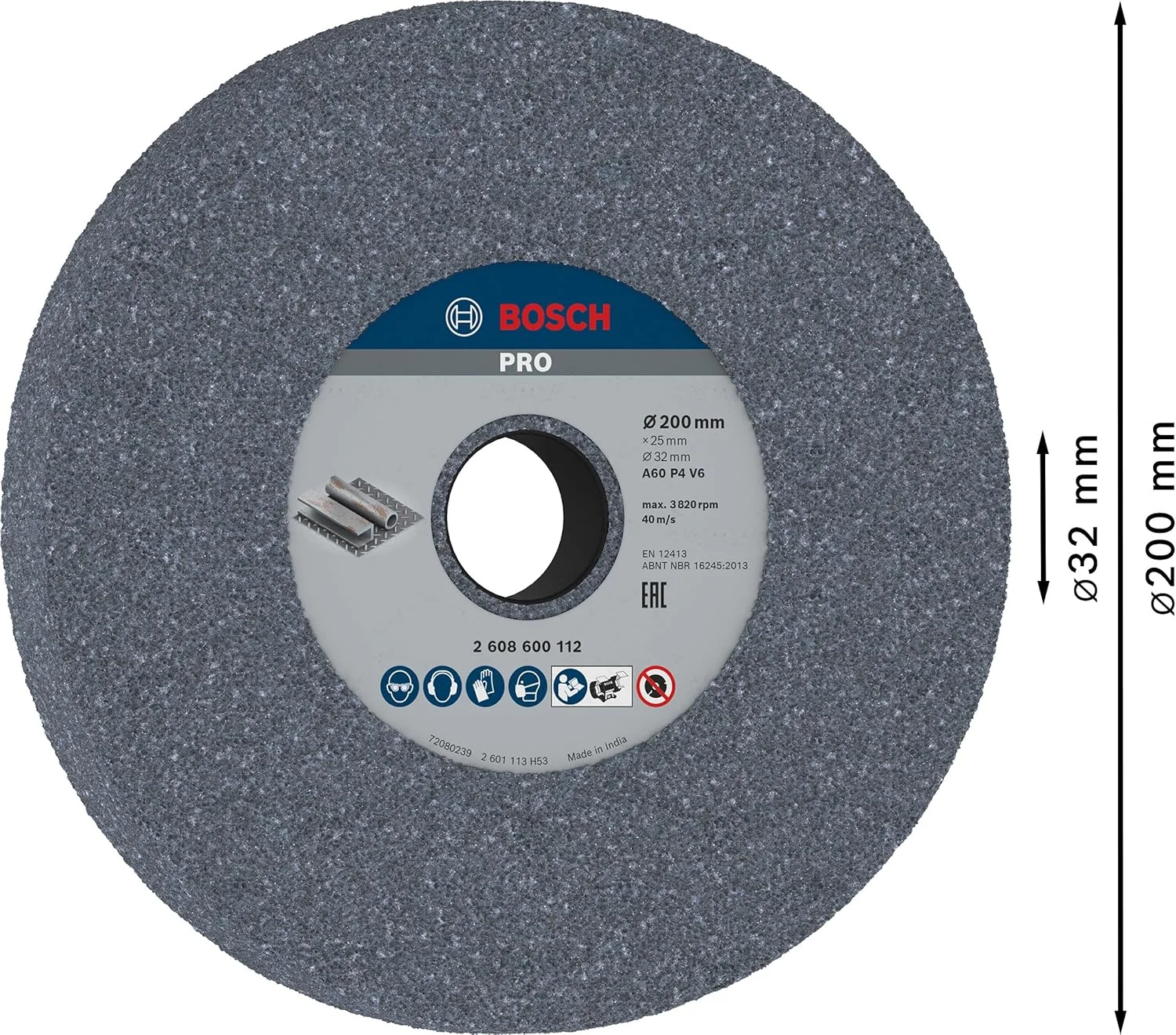صفحه سنباده بوش مدل 2608600112 مناسب سنگ رومیزی 200 x 32 میلی متر 60 صفحه سنباده بوش مدل 2608600112 مناسب سنگ رومیزی 200 x 32 میلی متر 60