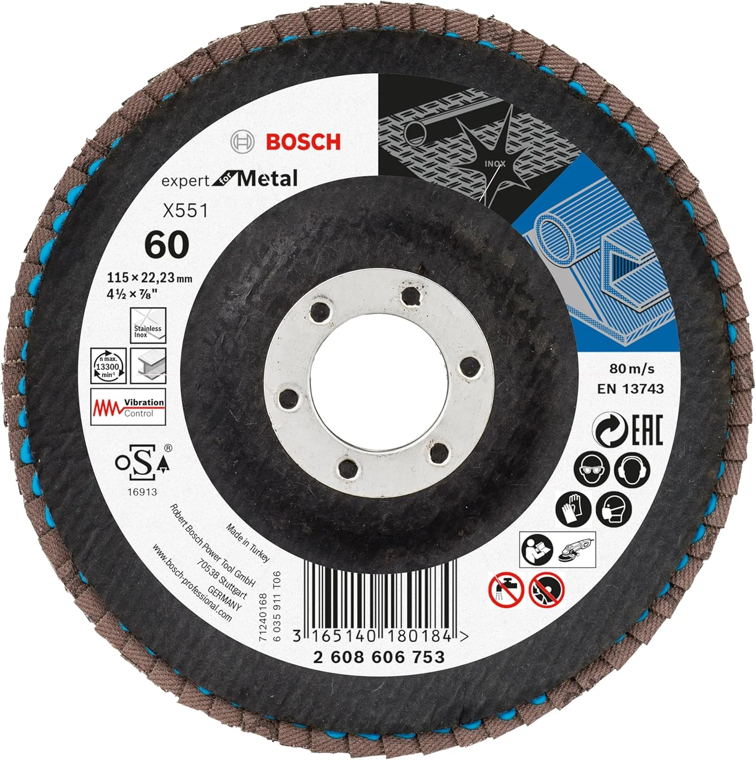 بوش 40 عدد دیسک فلپ X551 Expert برای فلز + ست کلاه (برای فلز، فولاد، چدن، قطر 115 میلی متر، درجه زبری 40/60/80، M14، لوازم جانبی حرفه ای فرز زاویه ای) بوش 40 عدد دیسک فلپ X551 Expert برای فلز + ست کلاه (برای فلز، فولاد، چدن، قطر 115 میلی متر، درجه زبری 40/60/80، M14، لوازم جانبی حرفه ای فرز زاویه ای)