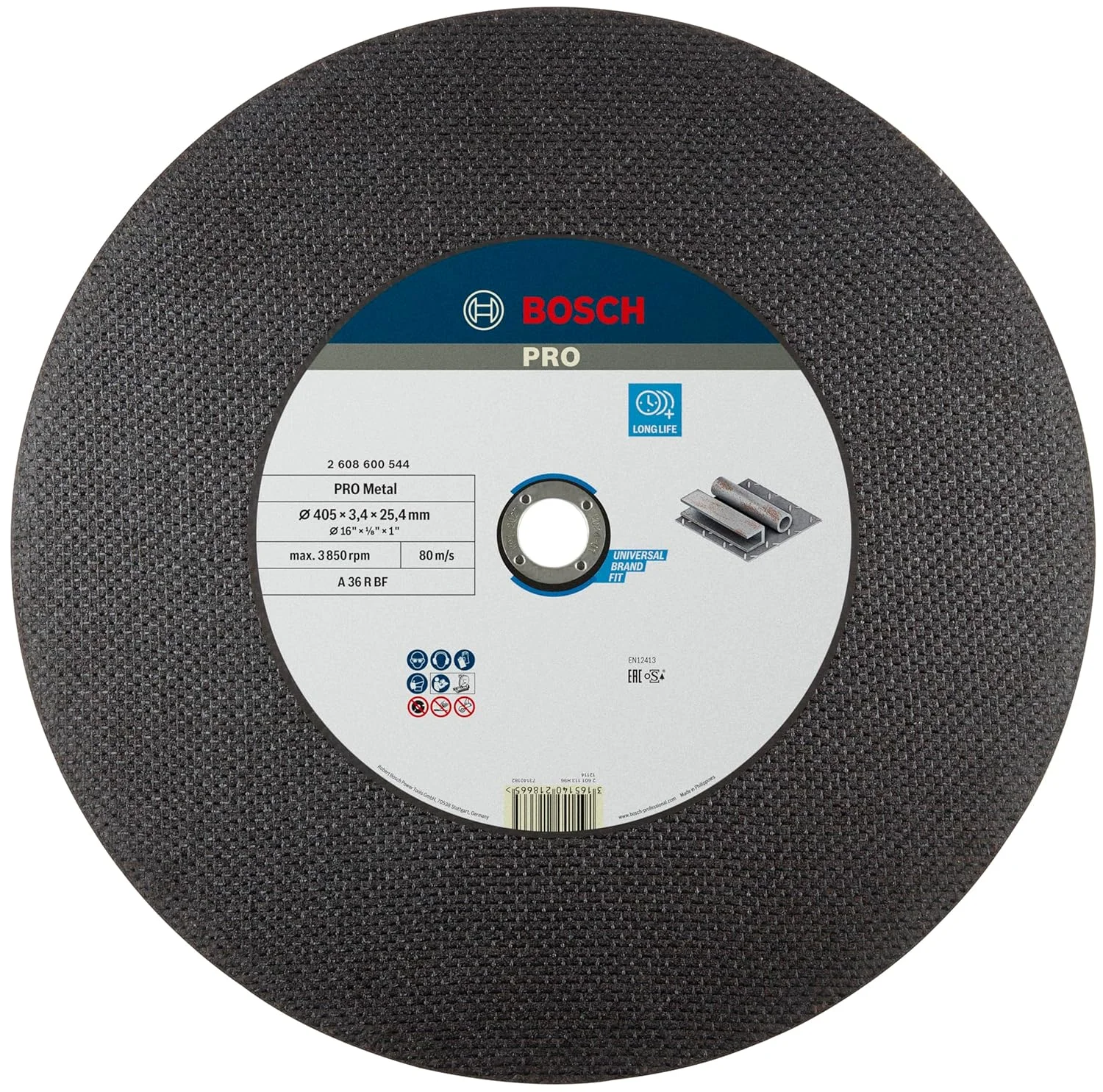 صفحه برش مستقیم فلز بوش مدل A 36 R BF، 400 میلی متر، 25.4 میلی متر، 1 1/8 اینچ صفحه برش مستقیم فلز بوش مدل A 36 R BF، 400 میلی متر، 25.4 میلی متر، 1 1/8 اینچ