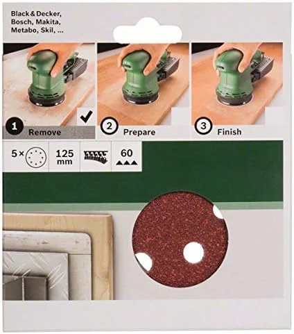 بوش خانه و باغ 2609256A23 مجموعه 5 عددی کاغذ سنباده برای سنباده لرزان های گردان 125.60