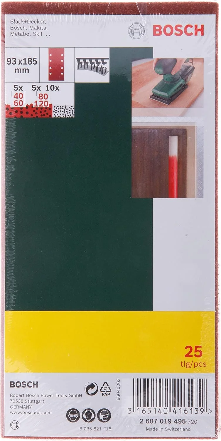 بوش 2607019495، مجموعه 25 عددی کاغذ سنباده (مواد مختلف، درجه زبری 40/60/80/120، 8 سوراخ، لوازم جانبی برای سنباده لرزان)، قرمز بوش 2607019495، مجموعه 25 عددی کاغذ سنباده (مواد مختلف، درجه زبری 40/60/80/120، 8 سوراخ، لوازم جانبی برای سنباده لرزان)، قرمز