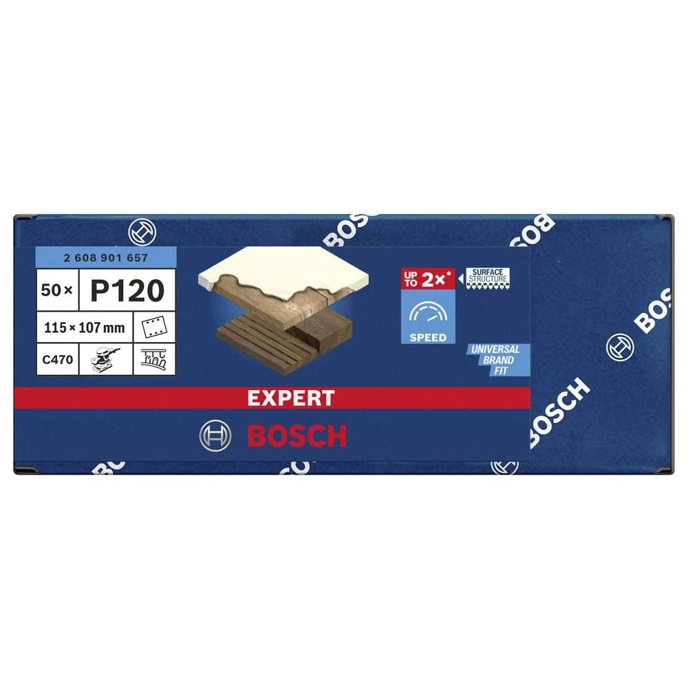 سنباده لرزان بوش 2608901657، دانه بندی 120، ابعاد 107 میلی متر در 115 میلی متر، 50 عدد سنباده لرزان بوش 2608901657، دانه بندی 120، ابعاد 107 میلی متر در 115 میلی متر، 50 عدد