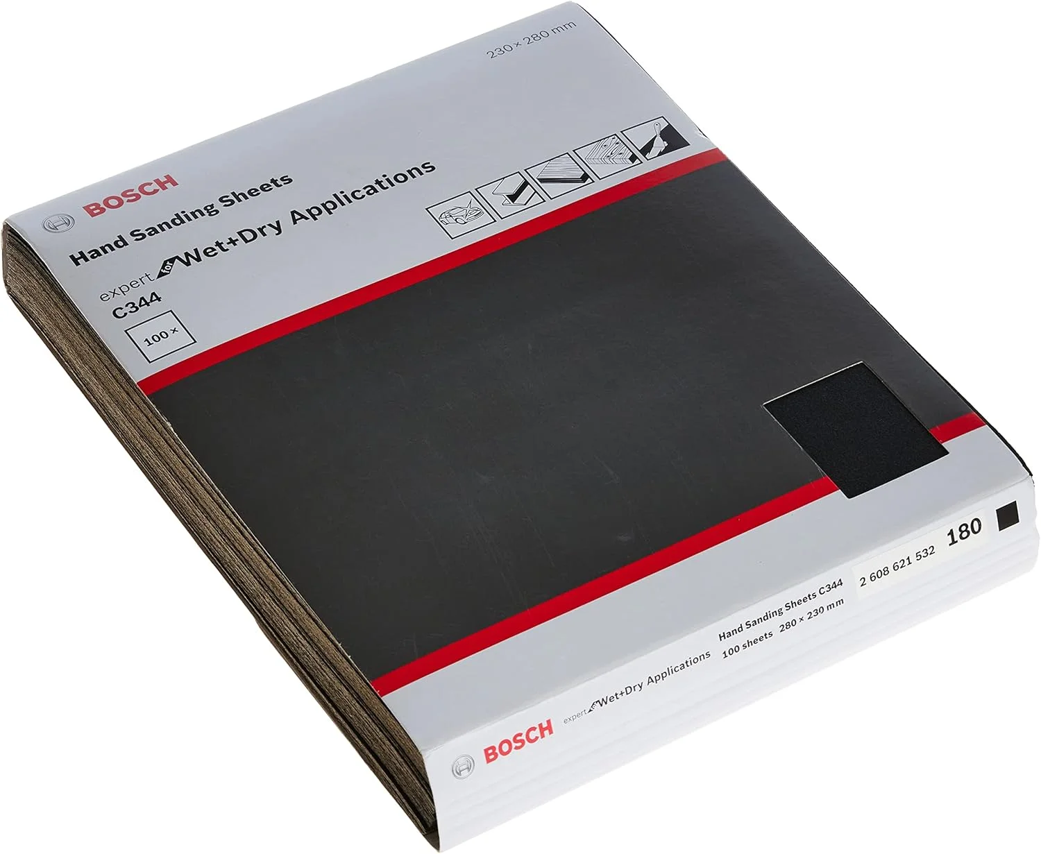 سنباده دستی بوش مدل C344 G180 مناسب برای سنباده زنی تر و خشک، بسته 100 عددی، سایز 230 در 280 میلی متر سنباده دستی بوش مدل C344 G180 مناسب برای سنباده زنی تر و خشک، بسته 100 عددی، سایز 230 در 280 میلی متر