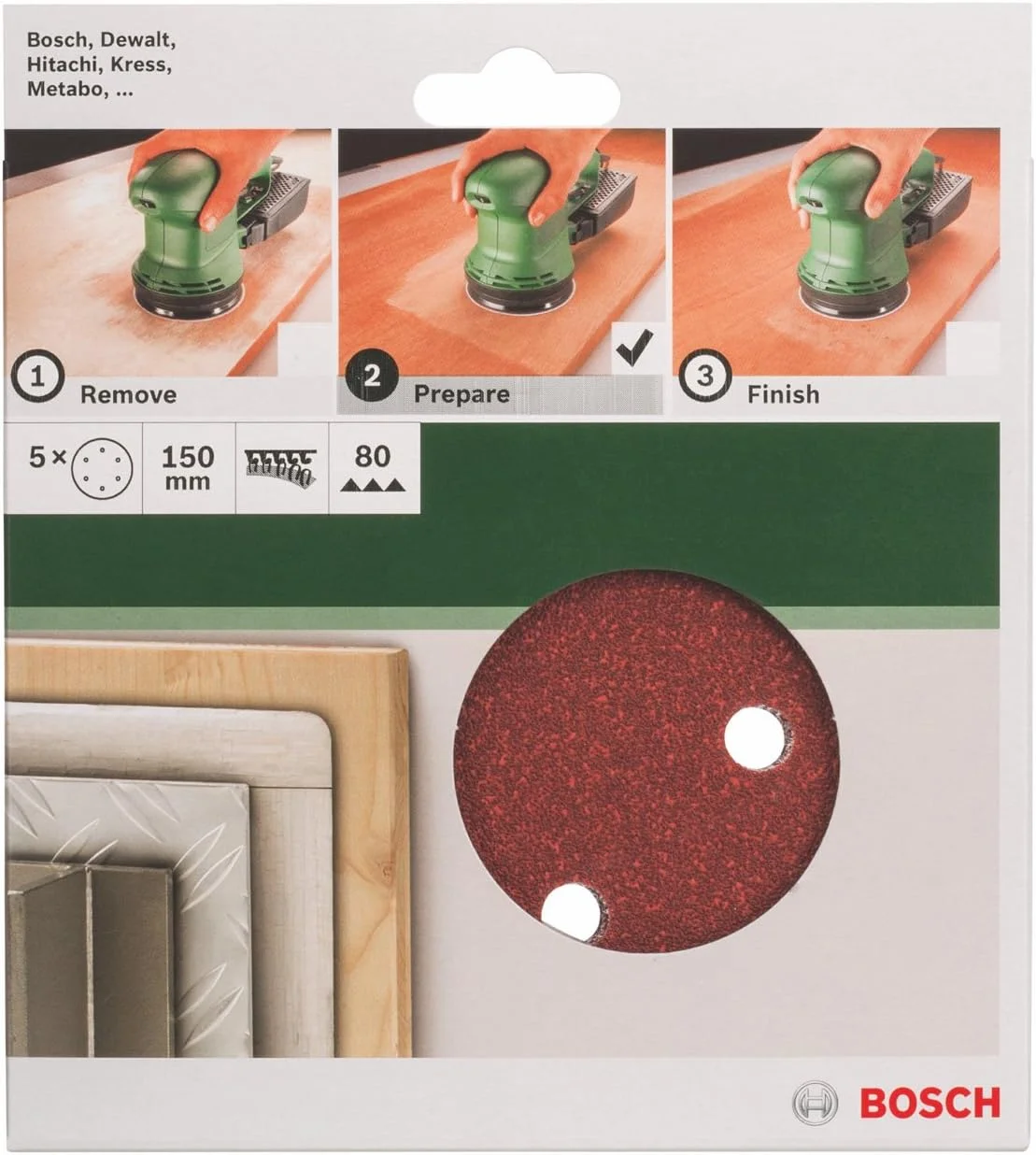 برگ سنباده بوش 2609256A31 برای سنباده لرزان گرد قطر 150 میلی متر تعداد سوراخ 6 زبری 80 بسته 5 عددی برگ سنباده بوش 2609256A31 برای سنباده لرزان گرد قطر 150 میلی متر تعداد سوراخ 6 زبری 80 بسته 5 عددی