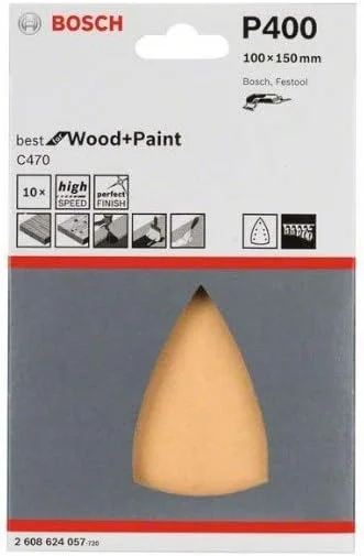 بسته 10 عددی دیسک سنباده بوش مدل C470، 100x150 میلی متر، بژ، 2608624057