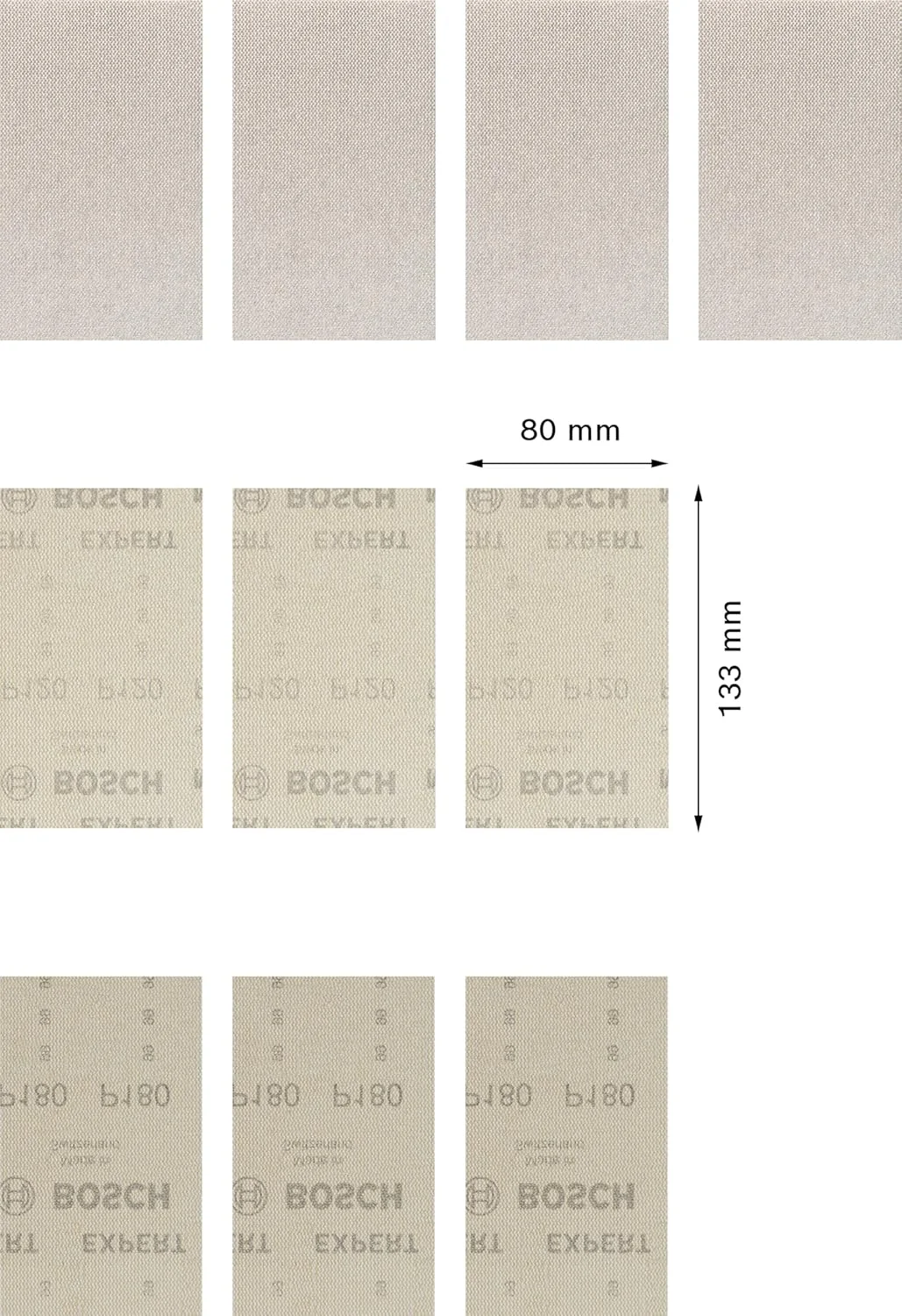 مجموعه توری سنباده 10 عددی بوش پروفشنال Expert M480 (مناسب چوب سخت، رنگ روی چوب، 80x133 میلی متر، زبری 80/120/180، لوازم جانبی سنباده لرزان)