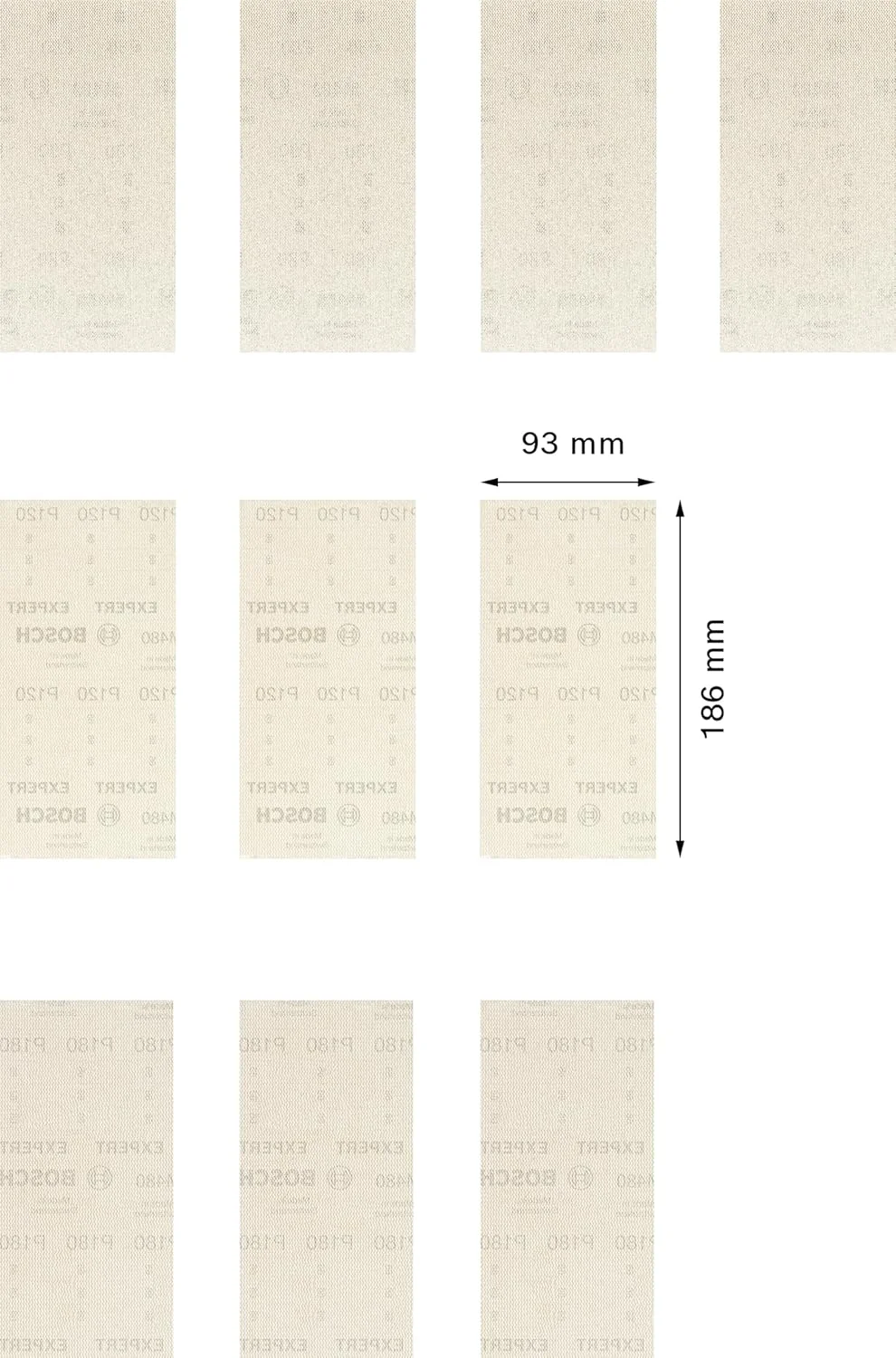 مجموعه توری سنباده بوش پروفشنال Expert M480 (93x186 میلی متر، دانه بندی 80/120/180، لوازم جانبی سنباده لرزان)