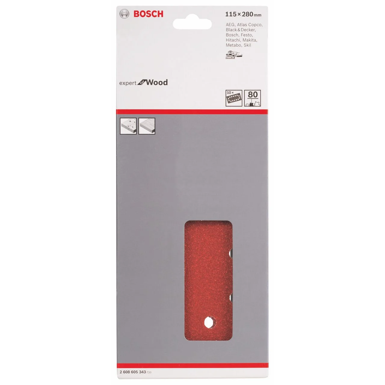 سنباده لرزان چوب بوش مدل 2608605343، گیره ای، 14 سوراخ، 115mm x 280mm، زبری P80، آبی، بسته 10 عددی سنباده لرزان چوب بوش مدل 2608605343، گیره ای، 14 سوراخ، 115mm x 280mm، زبری P80، آبی، بسته 10 عددی