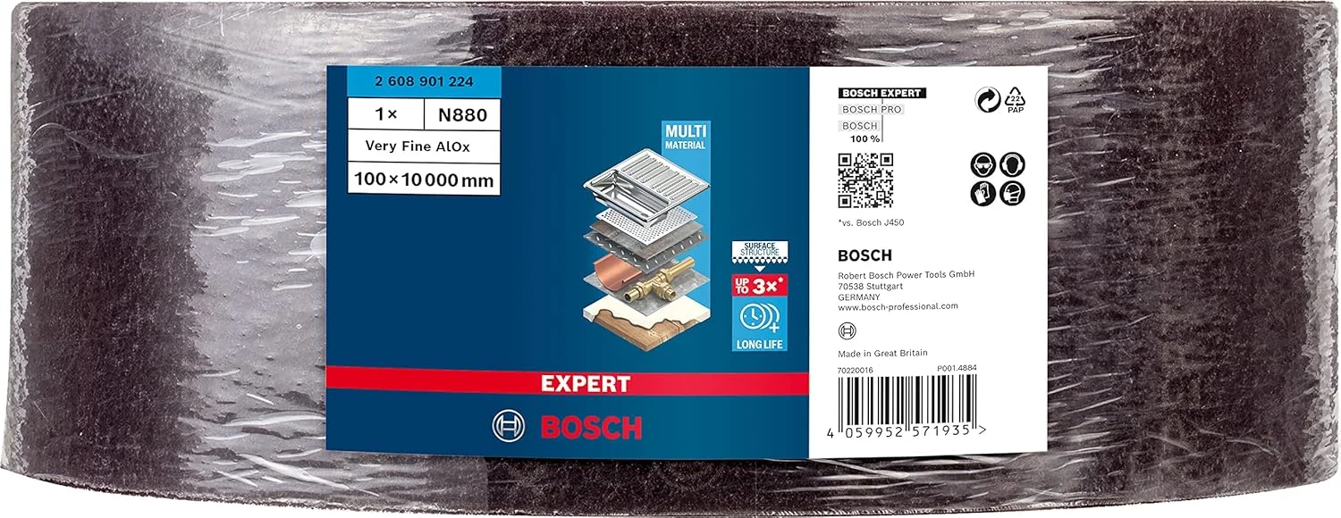 رول پشم شیشه اکسپرت N880 بوش پروفشنال (مناسب ورق های فولادی، عرض 100 میلی متر، طول 10 متر، لوازم جانبی سنباده زنی دستی)