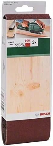 سنباده تسمه ای بوش مناسب برای سنباده لرزان تسمه ای، متریال مختلف، 3 عدد، 75 x 457 میلی متر، زبری 100