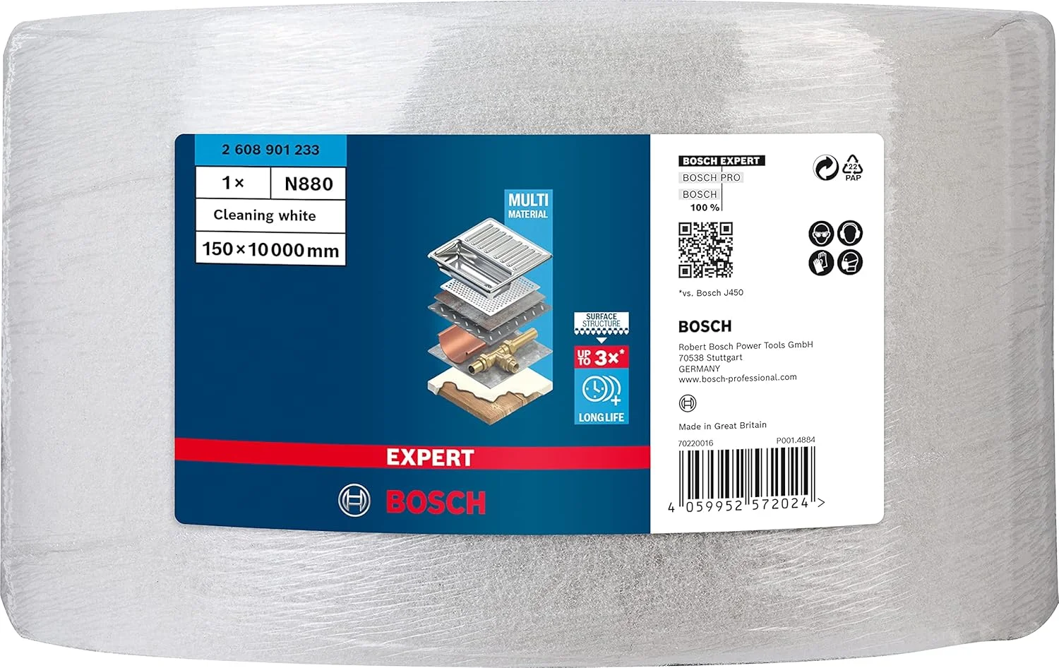رول پشم شیشه اکسپرت N880 بوش پروفشنال (مناسب ورق های فولادی، عرض 150 میلی متر، طول 10 متر، لوازم جانبی سنباده زنی دستی)