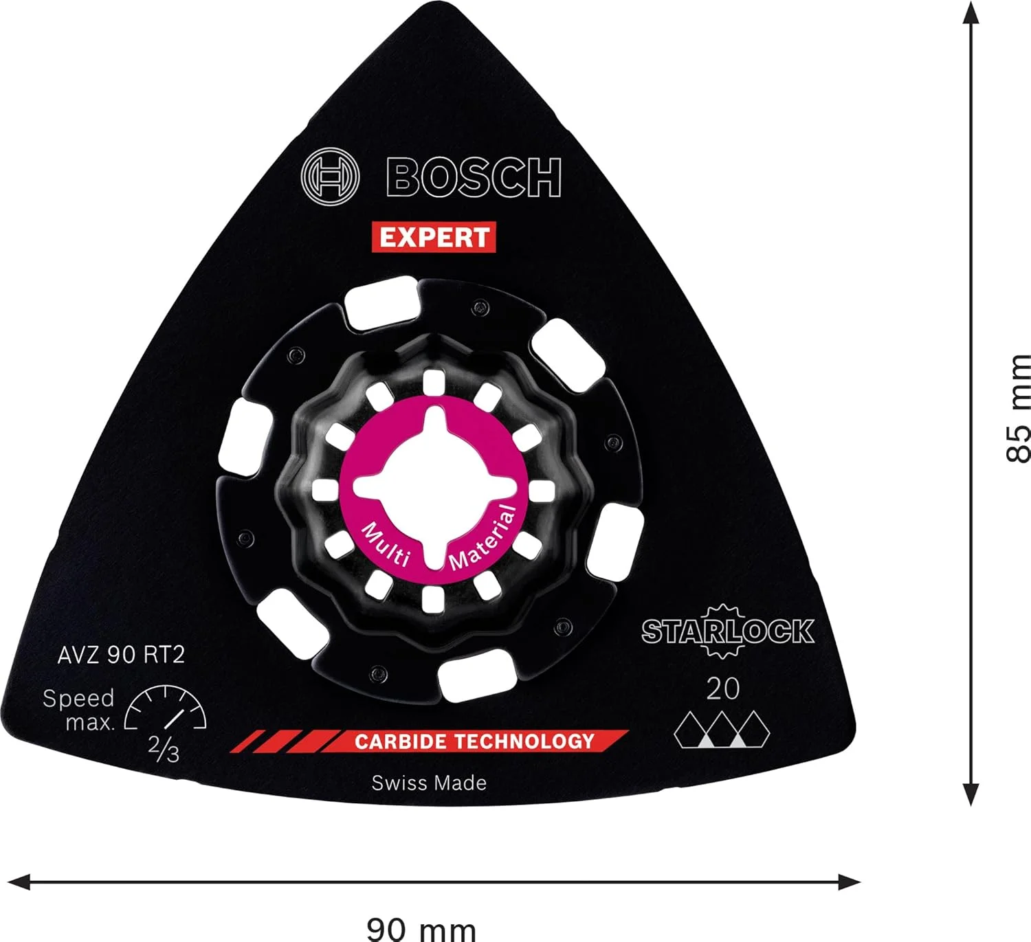 صفحه سنباده کاری حرفه ای بوش مدل Expert AVZ 90 RT2 برای ابزار چندکاره (قطر 90 میلی متر، زبری 20، لوازم جانبی ابزار چندکاره)